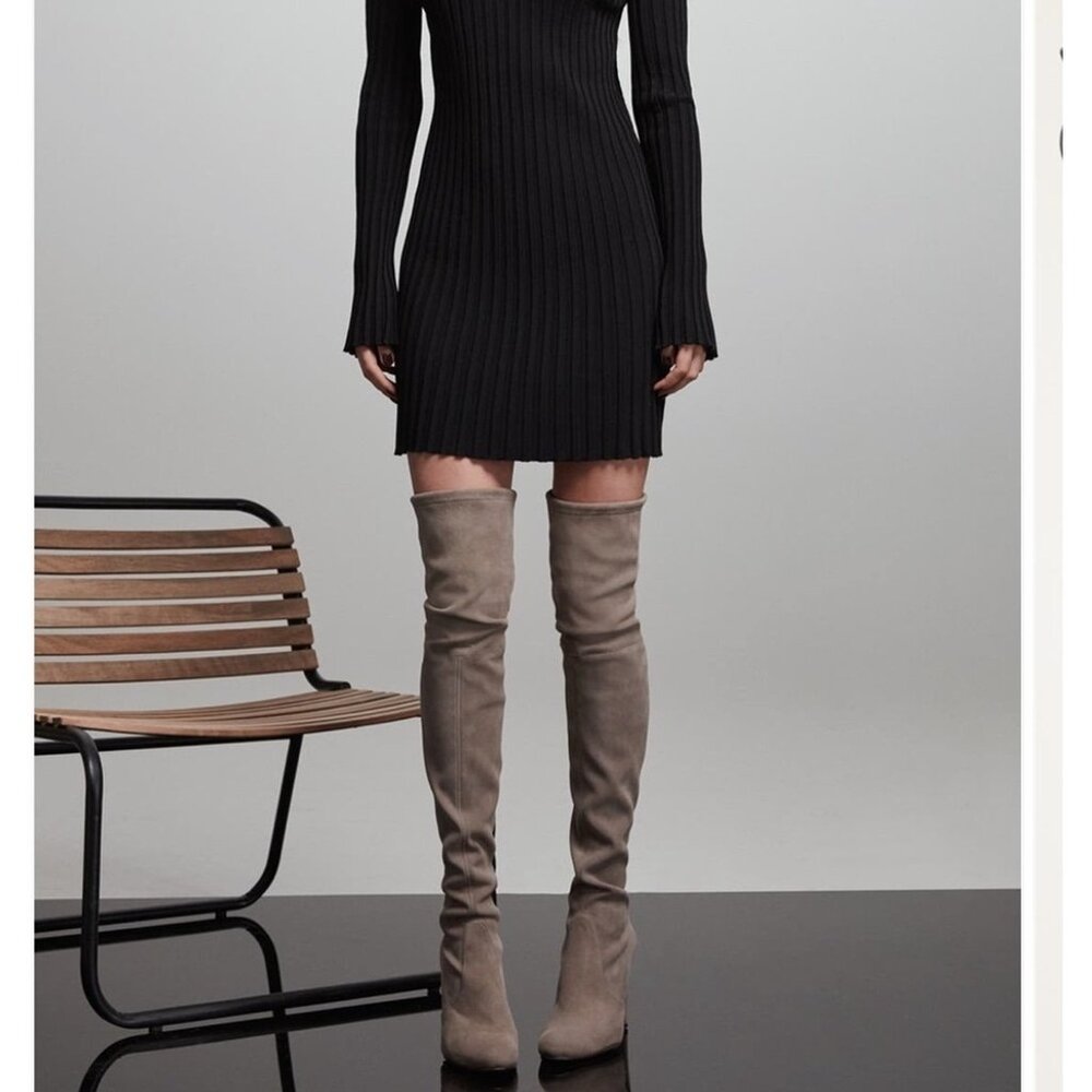 Stuart Weitzman Highland Praline/Taupe Suede Over the Knee Boots US 6.5